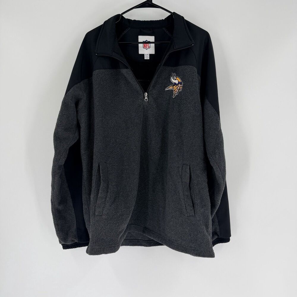 Minnesota Vikings NFL 1/4 Zip Jacket Men’s XL Gray Embroidered Logo